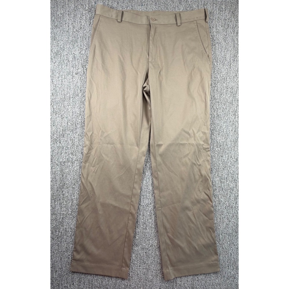 Nike Golf Pants Mens 35x32 Khaki Tan Dri-FIT Flat Front Chino Trousers